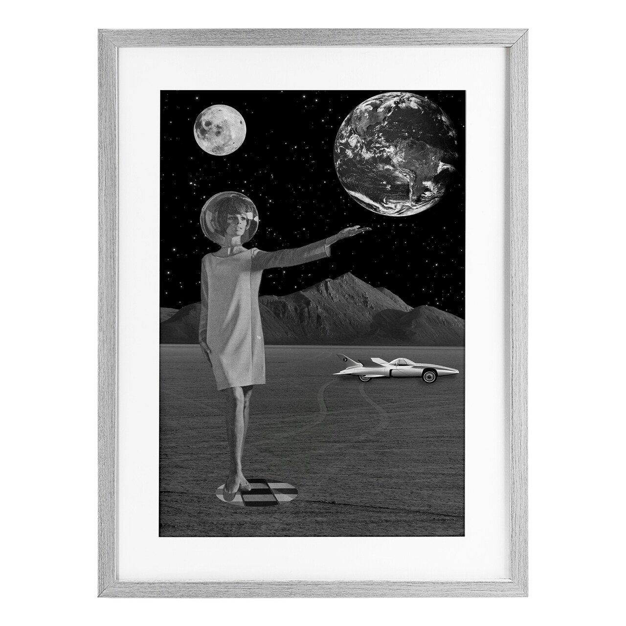 Stupell Industries On A Mission Retro Space Framed Print Under Glass, design by Elo Marc